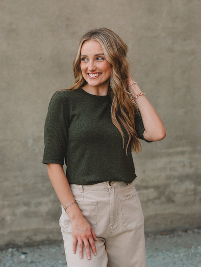 Randee Forest Green Short Sleeve Top
