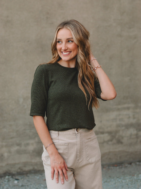 Randee Forest Green Short Sleeve Top