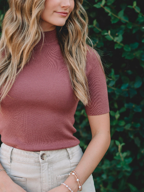 Hailey Marsala Short Sleeve Sweater