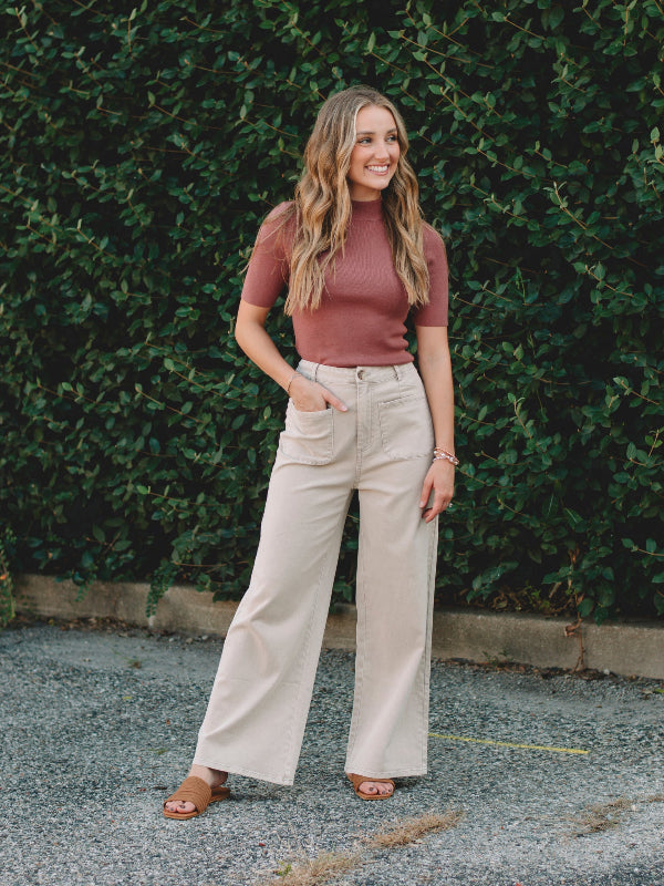 Hailey Marsala Short Sleeve Sweater