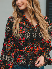 Jenny Black Floral Long Sleeve Blouse