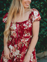 Amanda Burgundy Floral Dress