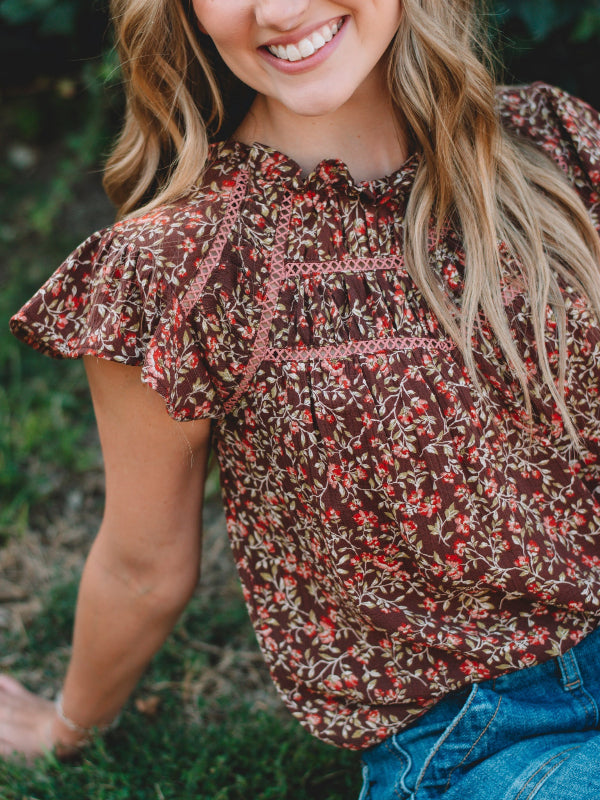 Bella Brown Floral Top