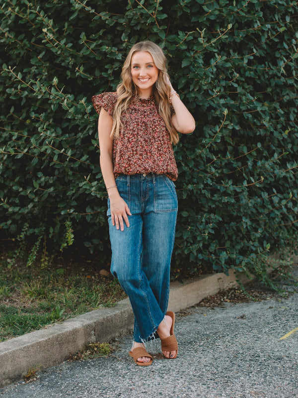 Bella Brown Floral Top