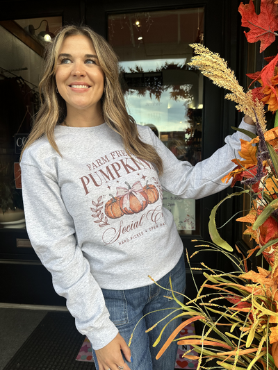 Grey Pumpkin Social Club Graphic Sweatshirt