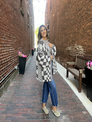 Charity Charcoal Check Pattern Cardigan