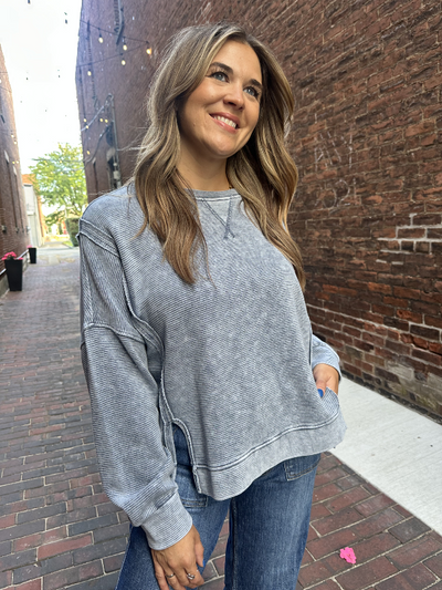 Candy Denim Blue Long Sleeve Top