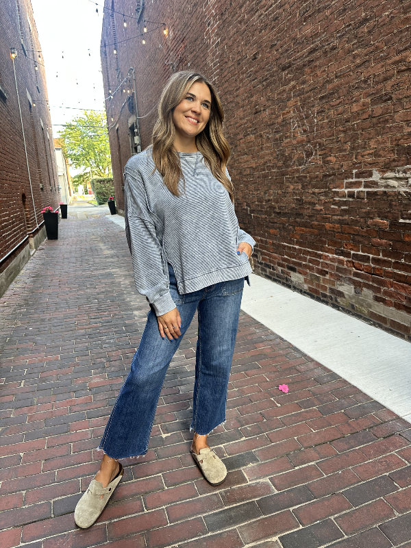 Candy Denim Blue Long Sleeve Top