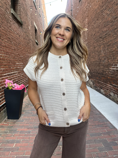 Kira Cream Button Down Sweater Vest