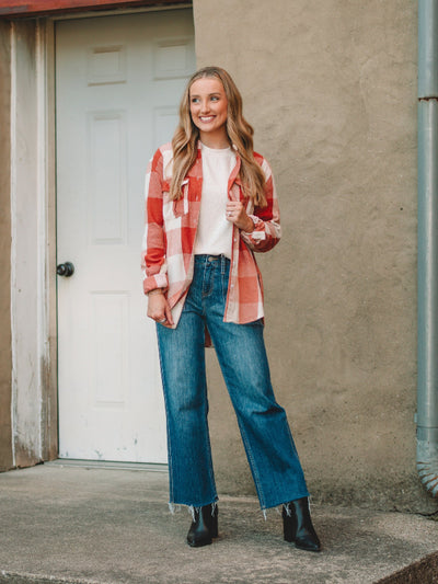 Nikki Clay and Cream Long Sleeve Flannel