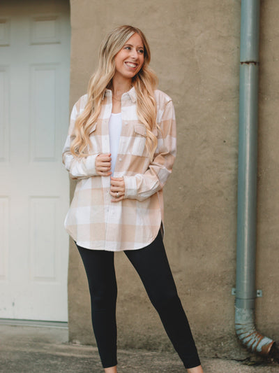 Nikki Tan and Ivory Long Sleeve Flannel