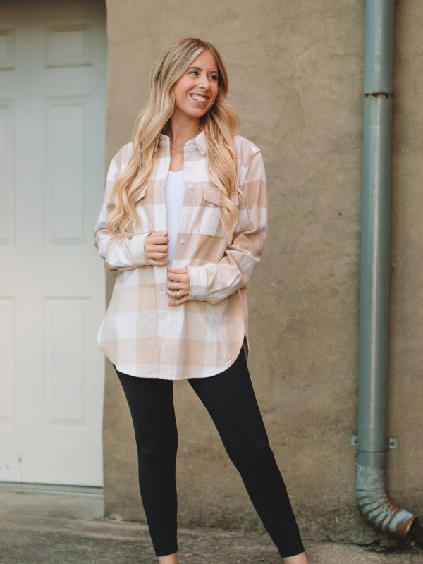 Nikki Tan and Ivory Long Sleeve Flannel