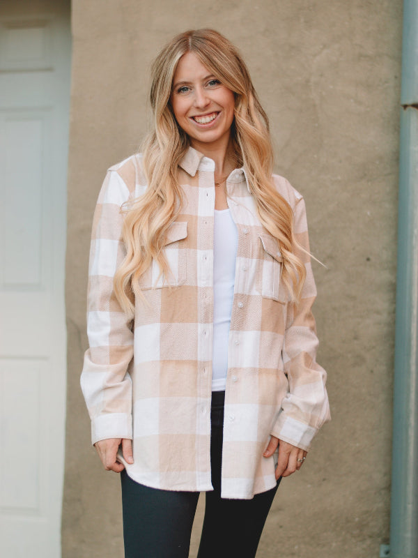 Nikki Tan and Ivory Long Sleeve Flannel