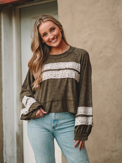 Nicole Olive Long Sleeve Top