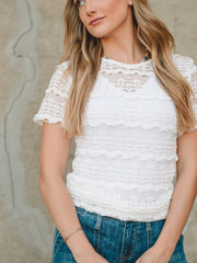 Bridgette White Lace Short Sleeve Top
