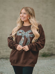 Brown Camo Lace Bow Sweatshirt