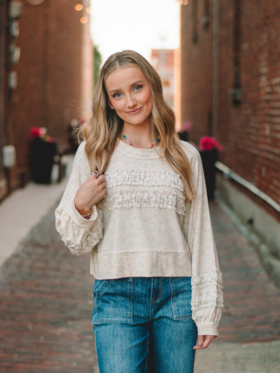 Nicole Oatmeal Long Sleeve Top