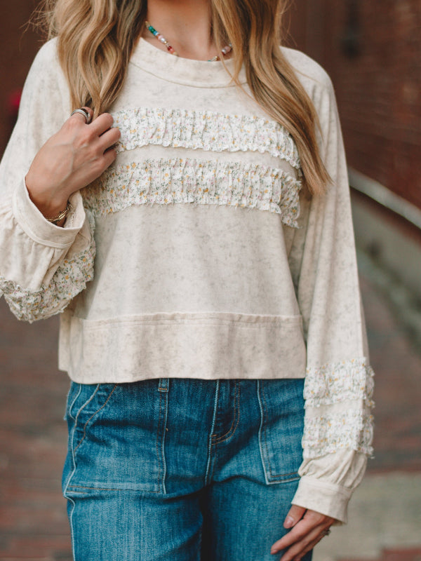 Nicole Oatmeal Long Sleeve Top
