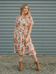 Marley Cream Floral Short Sleeve Dress