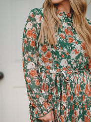 Leann Emerald Floral Long Sleeve Dress