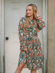Leann Emerald Floral Long Sleeve Dress