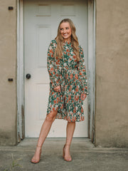 Leann Emerald Floral Long Sleeve Dress