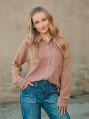 Coralie Chocolate Plaid Long Sleeve Top