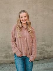 Coralie Chocolate Plaid Long Sleeve Top