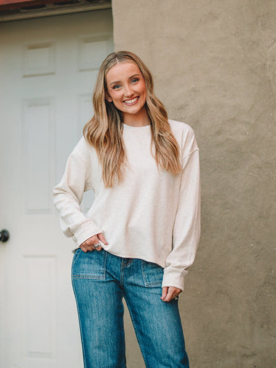 Janie Heather Oatmeal Long Sleeve Top