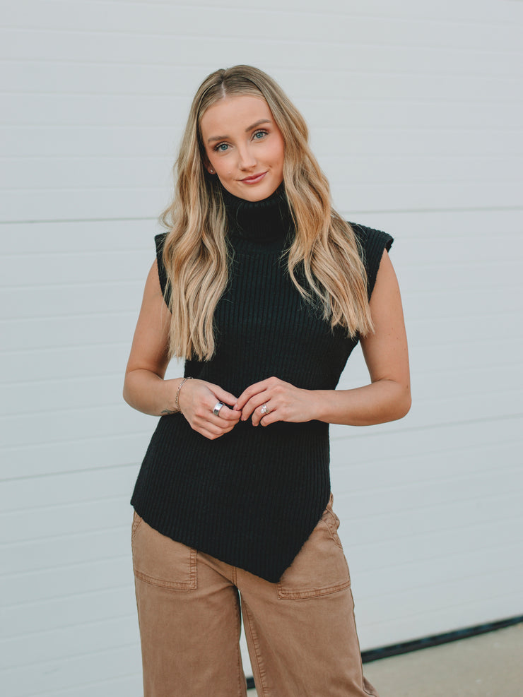 Holly Black High Neck Sweater Vest