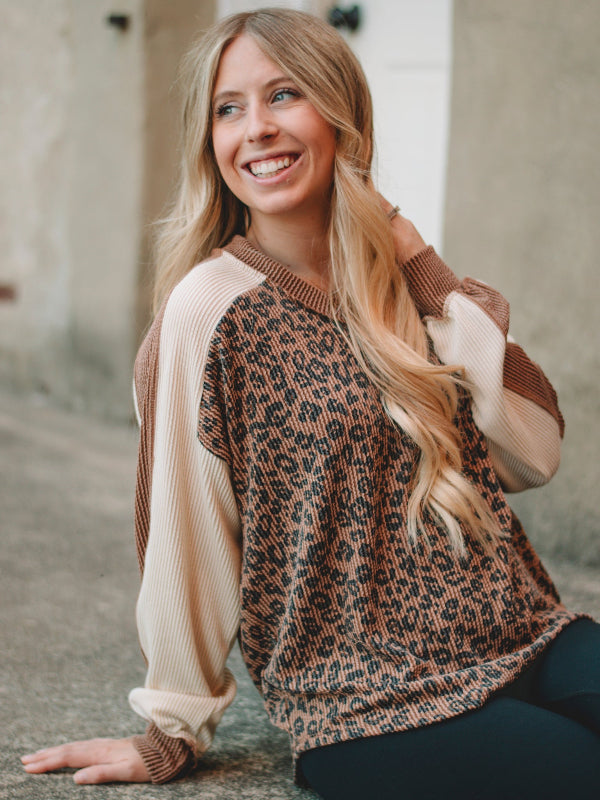 Kathryn Brown Animal Print Long Sleeve Top
