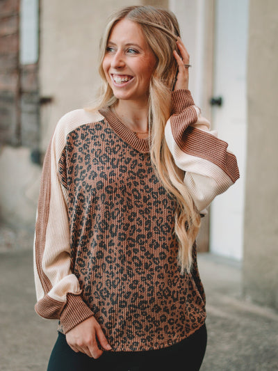 Kathryn Brown Animal Print Long Sleeve Top