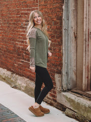 Kira Olive Animal Print Long Sleeve Top