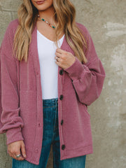 Lynn Marsala  Long Sleeve Ribbed Cardigan