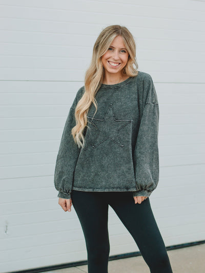 Hailee Black Star Long Sleeve Sweatshirt