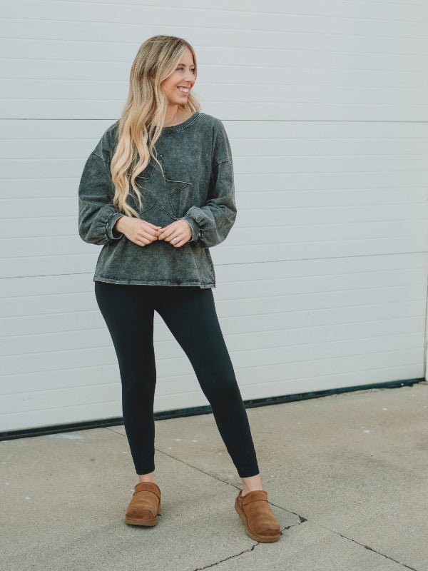 Hailee Black Star Long Sleeve Sweatshirt