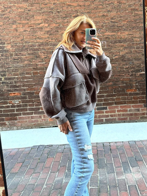 Kortney Mocha Half Zip Jacket