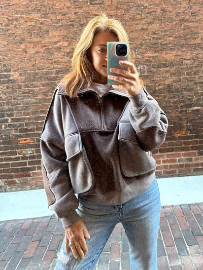 Kortney Mocha Half Zip Jacket