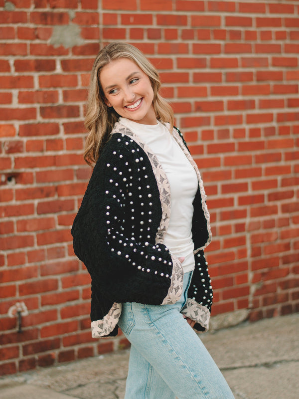 Kira Black Long Sleeve Cardigan