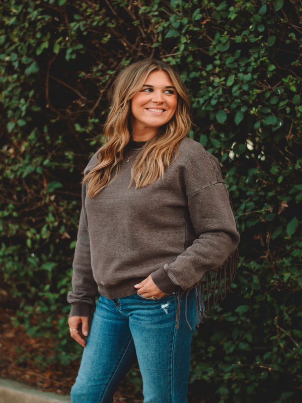 Samantha Coffee Bean Long Sleeve Sweatshirt