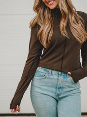 Pamala Brown Long Sleeve Top