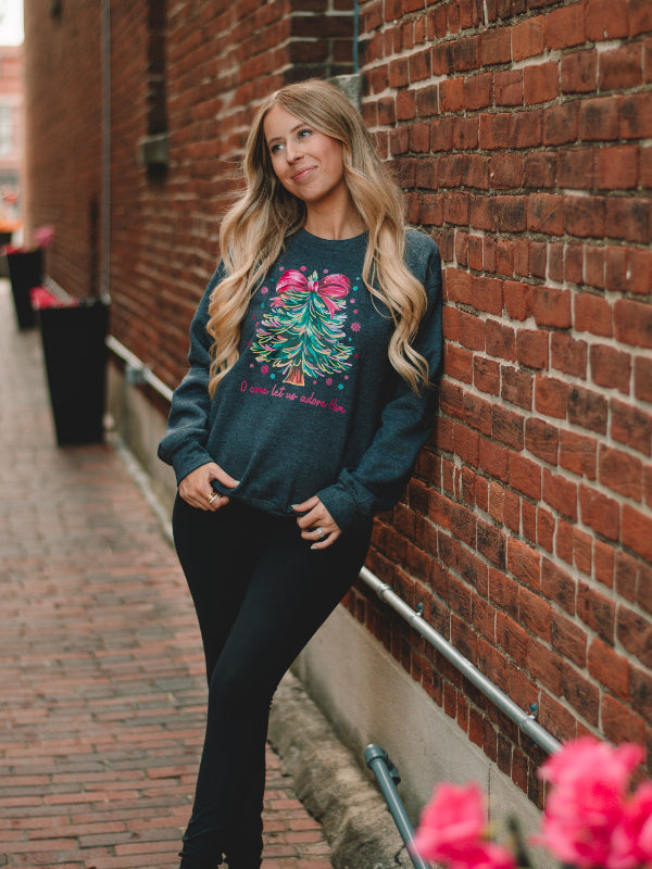 Charcoal O Come Let Us Adore Him Sweatshirt