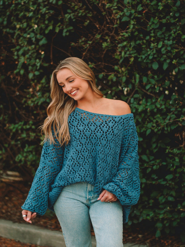 Rebecca Denim Crochet Sweater
