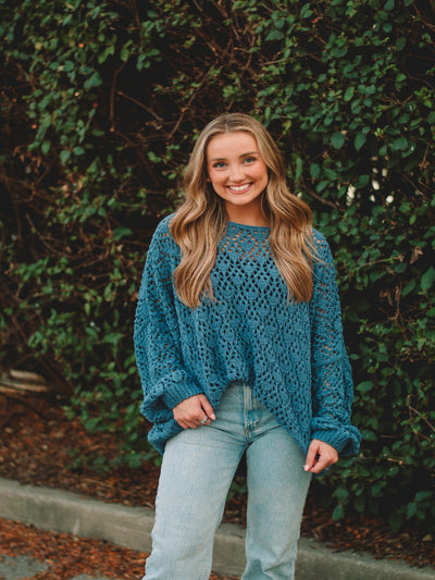 Rebecca Denim Crochet Sweater
