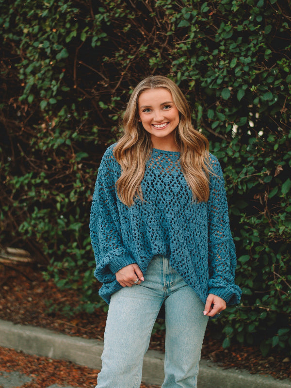 Rebecca Denim Crochet Sweater