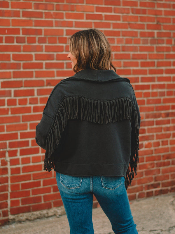 Anne Ash Black Fringe Jacket