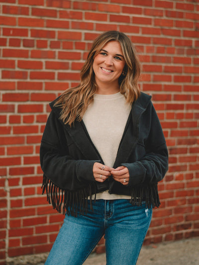 Anne Ash Black Fringe Jacket