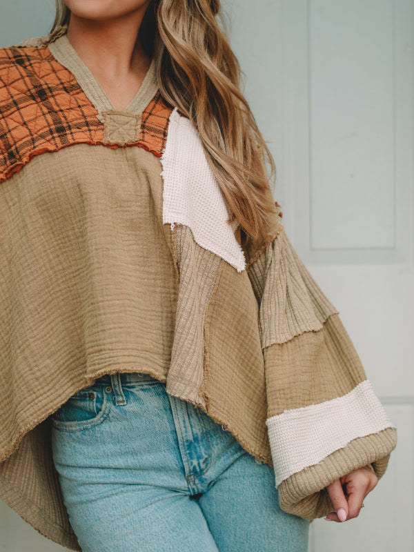Christi Taupe Beige Long Sleeve Top