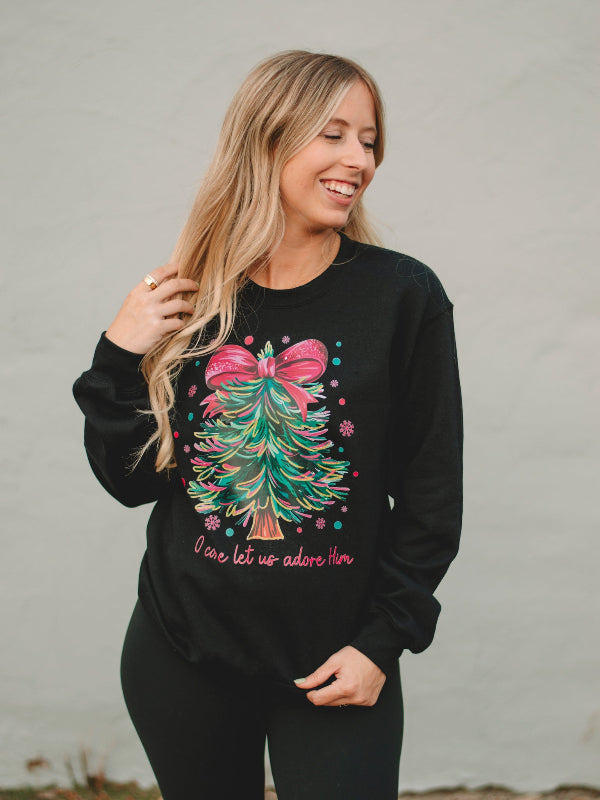 Black O Come Let Us Adore Him Sweatshirt
