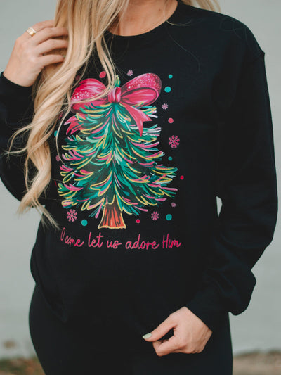 Black O Come Let Us Adore Him Sweatshirt
